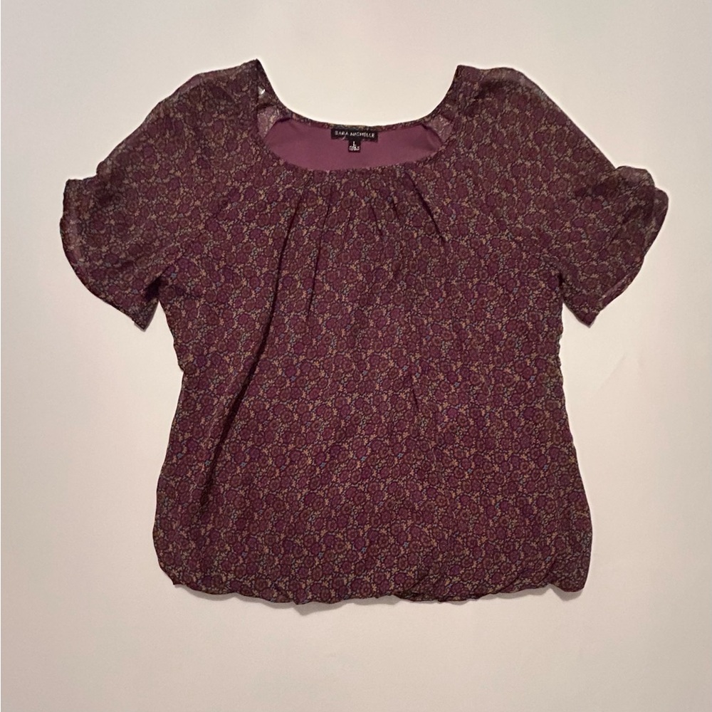 Sara Michelle Plum Patterned Blouse